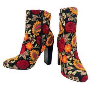 WILD DIVA Y2K EMBROIDERED VELVET BOOTS BOHO FAIRY WHIMSIGOTH RETRO SIZE 7 1/2